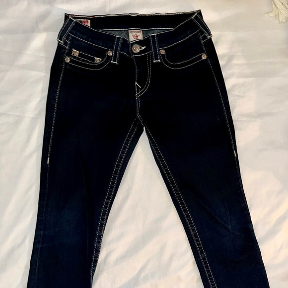 True Religion - Joey Y2K Dark Wash Jeans Size 27 – Iconic Horseshoe Stitch - Picture 4 of 10